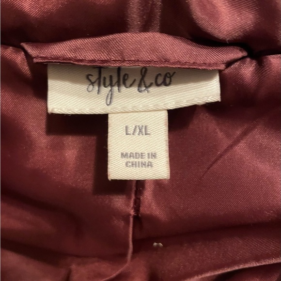 Style Co Faux-Fur Hoodie Jacket Wine Sz L/XL - Picture 4 of 6